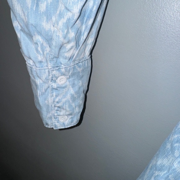 EUC Anthropologie Cloth & Stone Tercel Chambray Denim Geo Shirt Dress Size Large - Picture 3 of 7